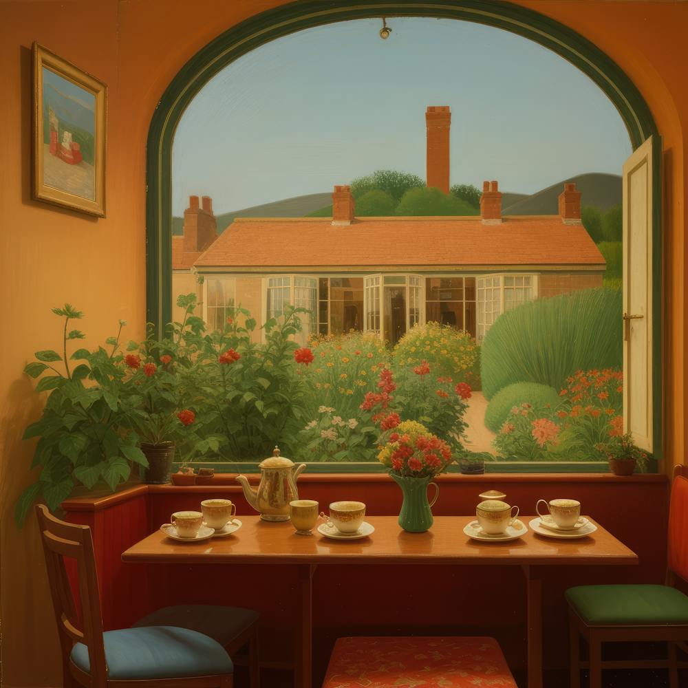 David Hockney Style. British Tea Room Series 7