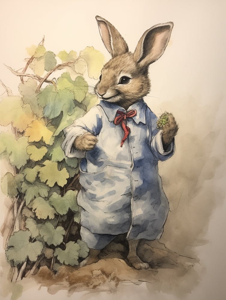 Storybook Animal Watercolour Rabbit 2