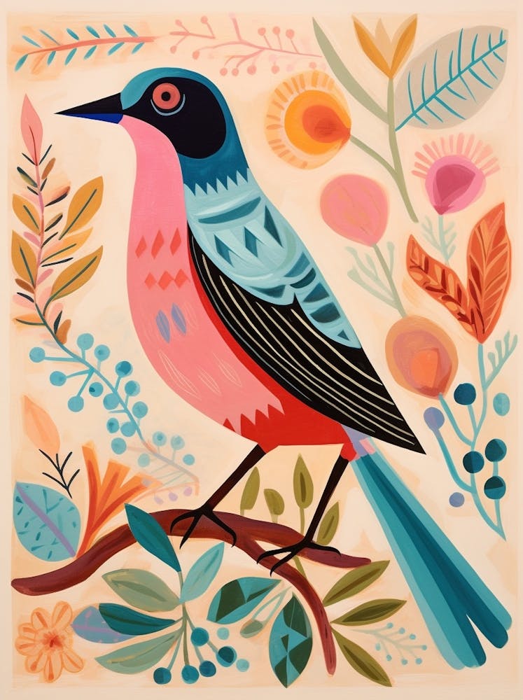 Pink Scandi Bird 1