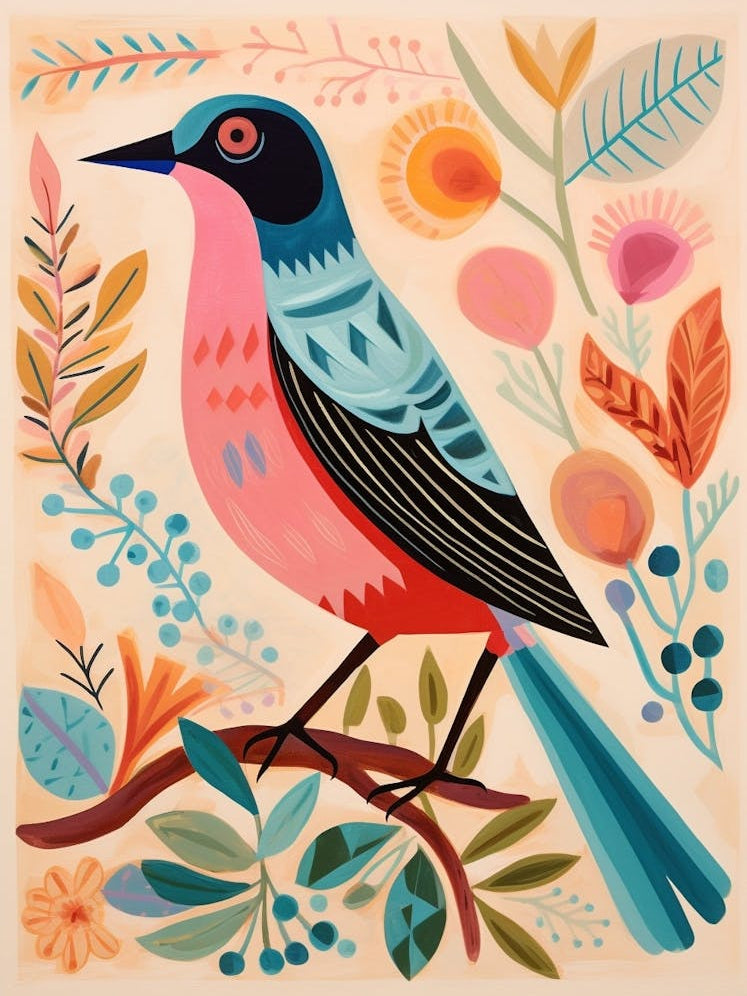 Pink Scandi Bird 1