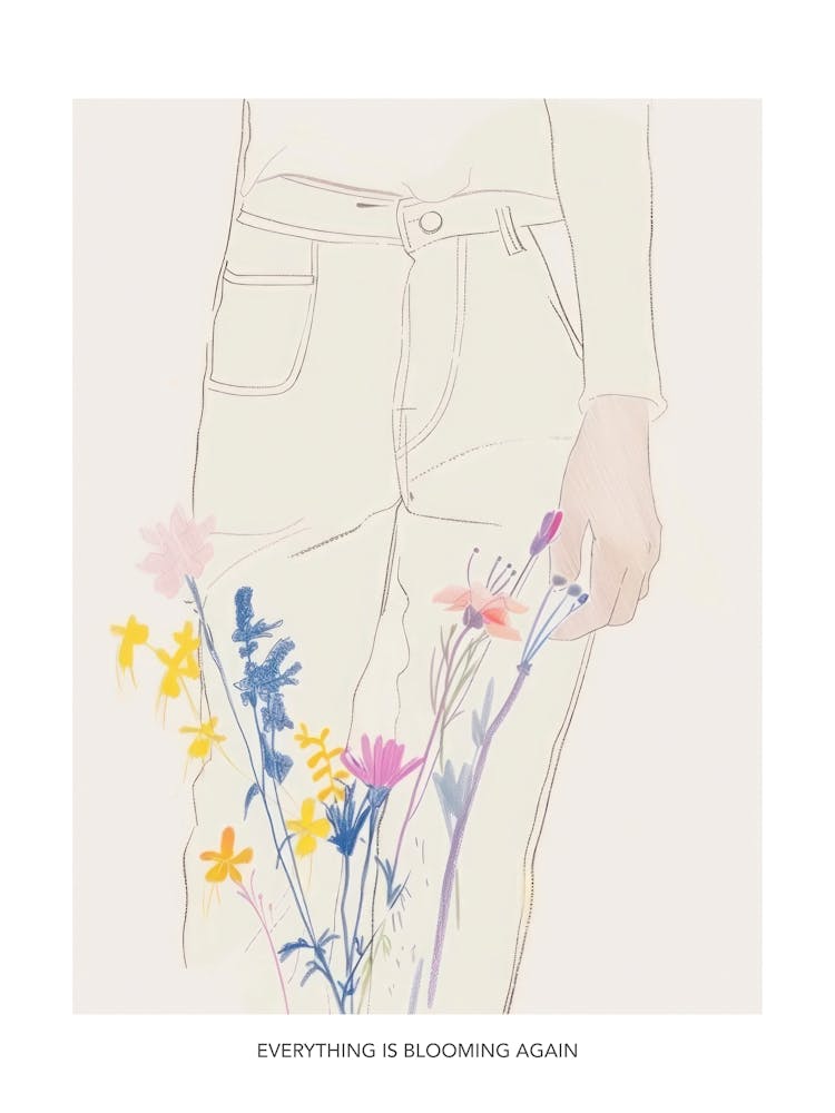 Everything Is Blooming Again Poster Jean Line Art Flowers 1