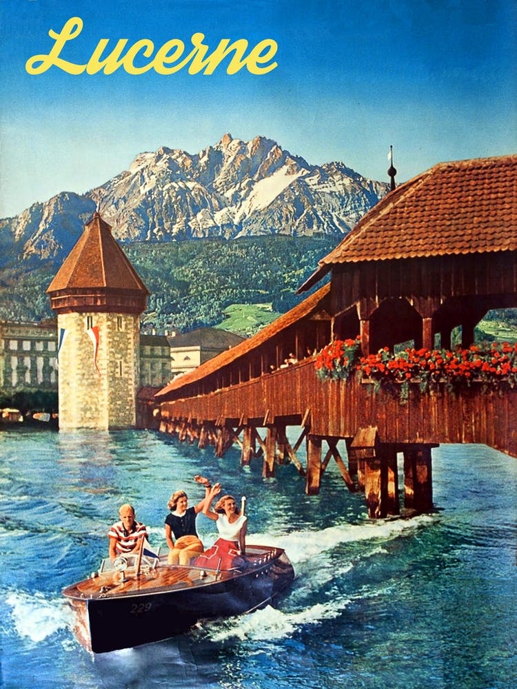 Lucerne, Chapel Bridge and Water Tower, Switzerland