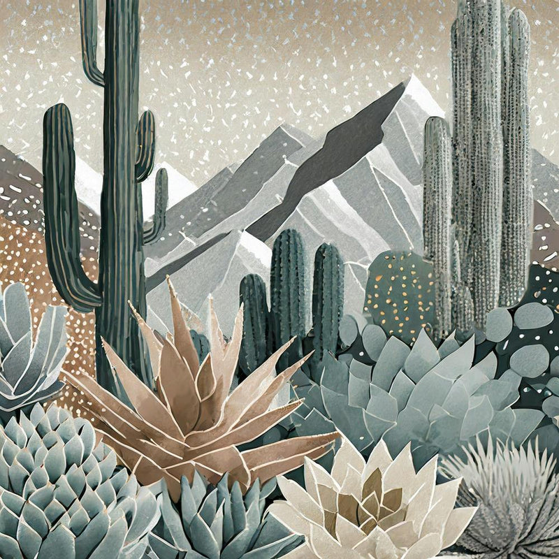 Firefly Modern Abstract Beautiful Lush Cactus And Succulent Garden In Neutral Muted Colors Of Tan, G (22)