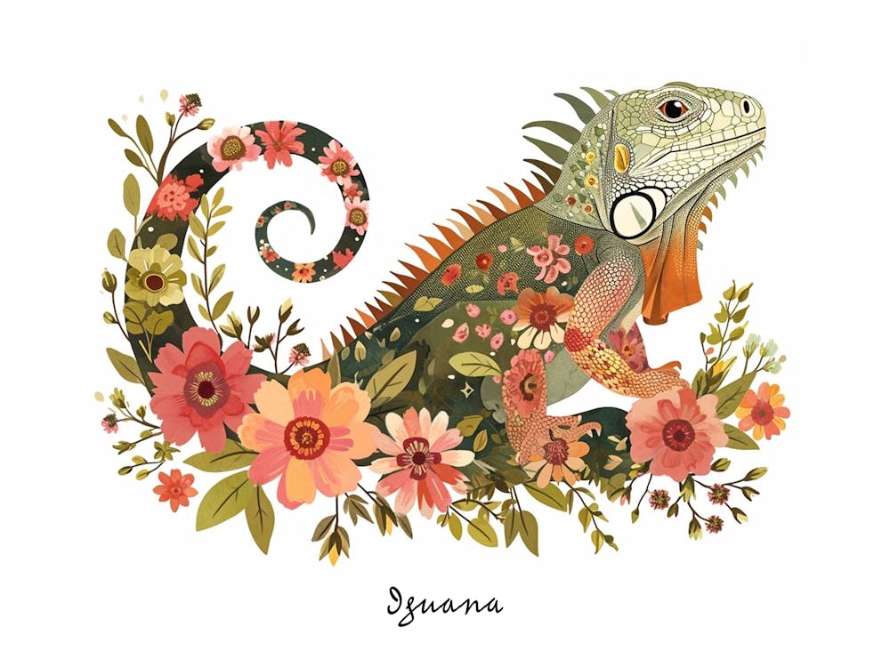 Little Floral Iguana 3 Poster