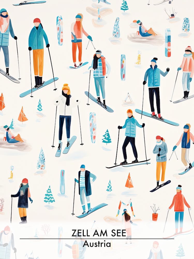 Zell Am See   Kaprun   Austria, Ski Resort Poster Illustration 2