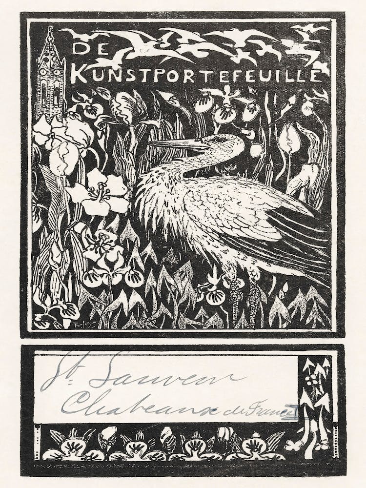 Label With Stork (1895),Theo Van Hoytema