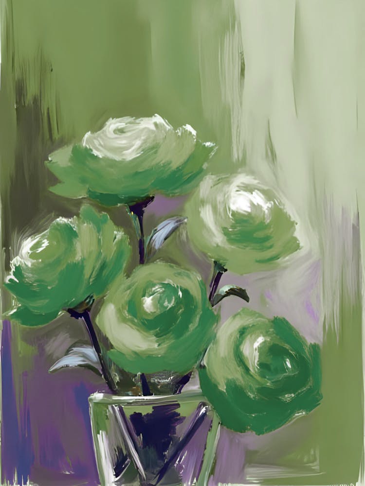 Green Roses In A Vase