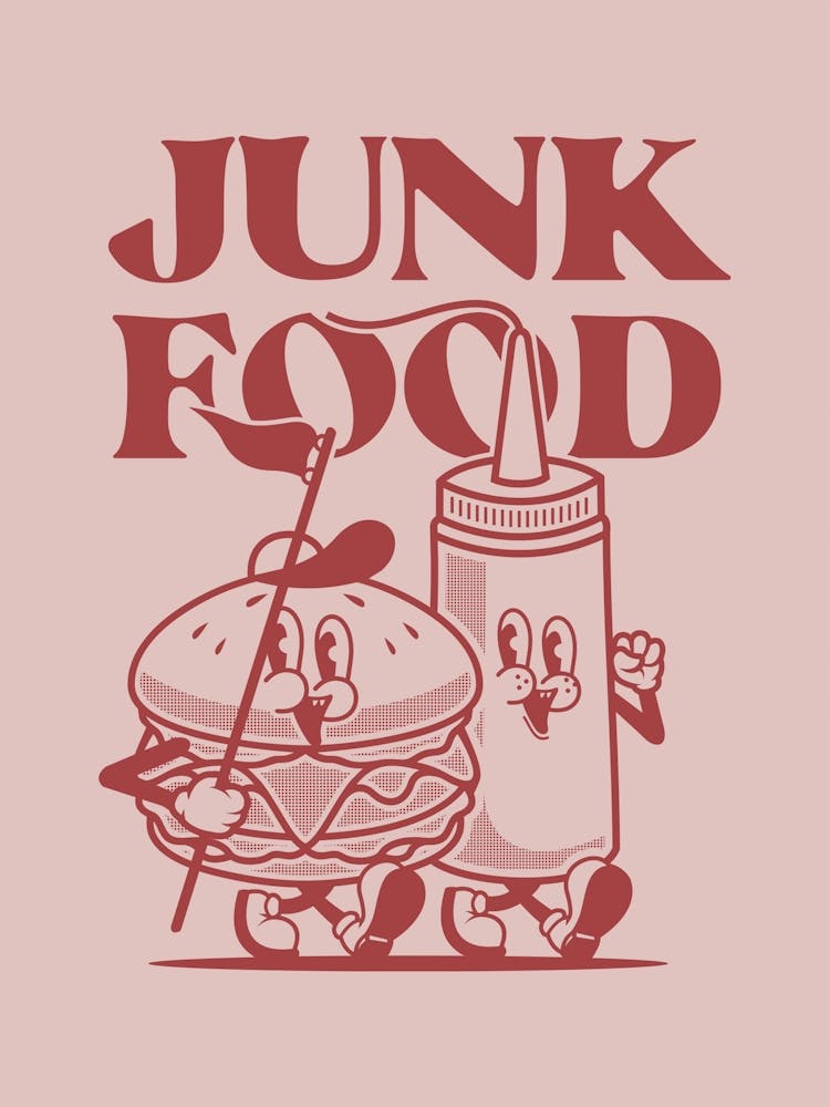 Retro Wall Art Vintage Decor Retro Cartoon Printable Art Retro Vintage Wall Art Junk Food Trendy Retro Poster