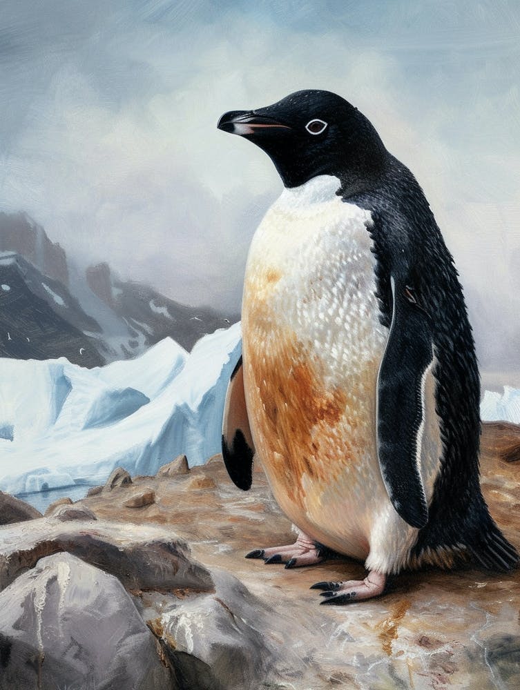 Adlie Penguin Zavodovski Island Oil Painting 3