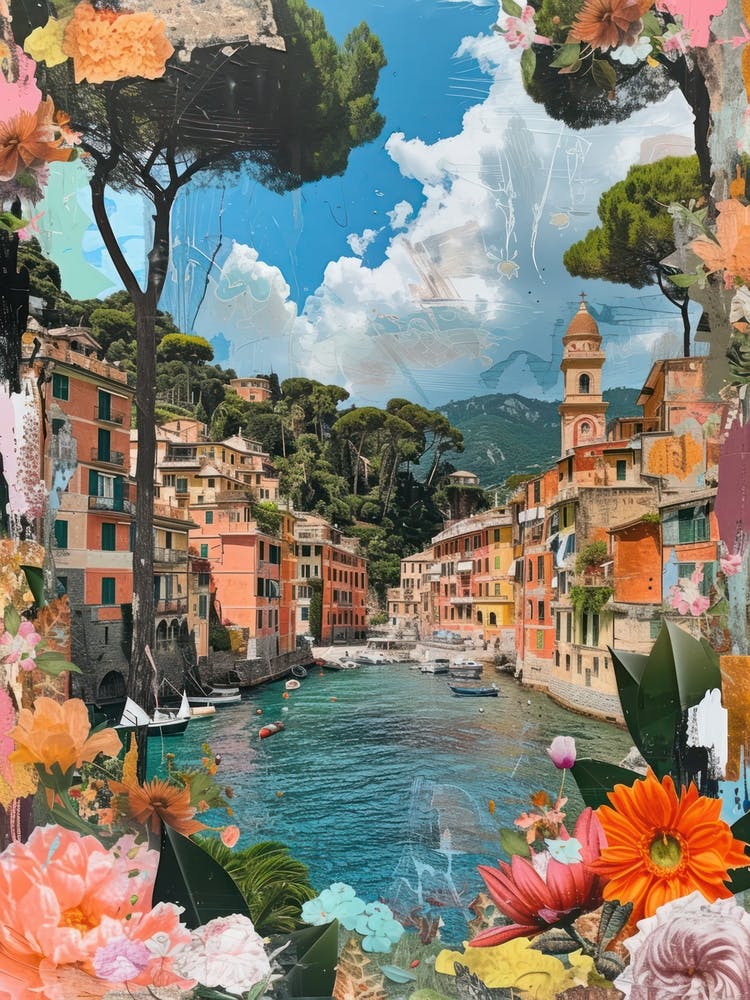 Portofino Floral Retro Collage Stil 3