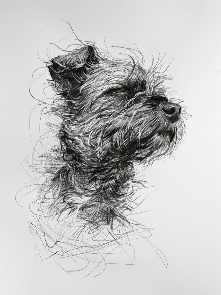 Border Terrier Dog Line Sketch 1