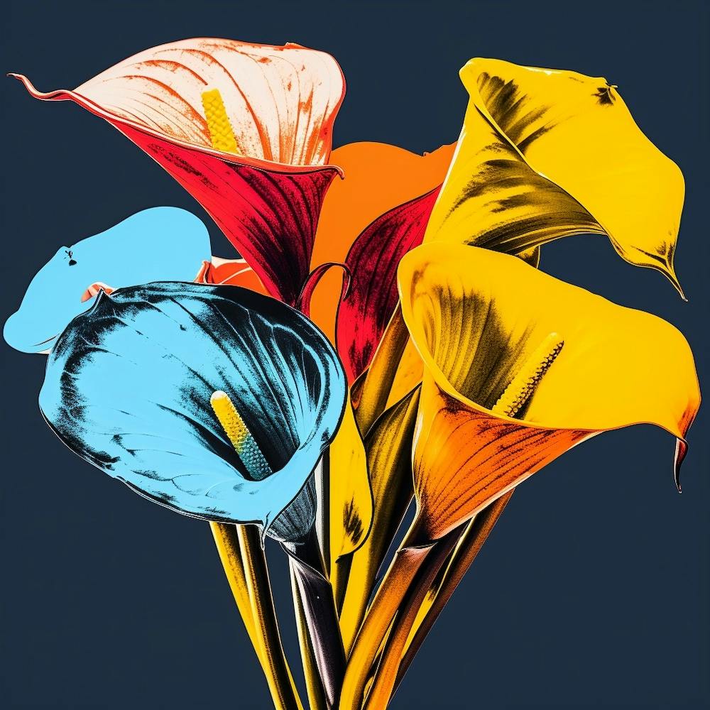 Andy Warhol Style Pop Art Flowers Calla Lily 3 Square