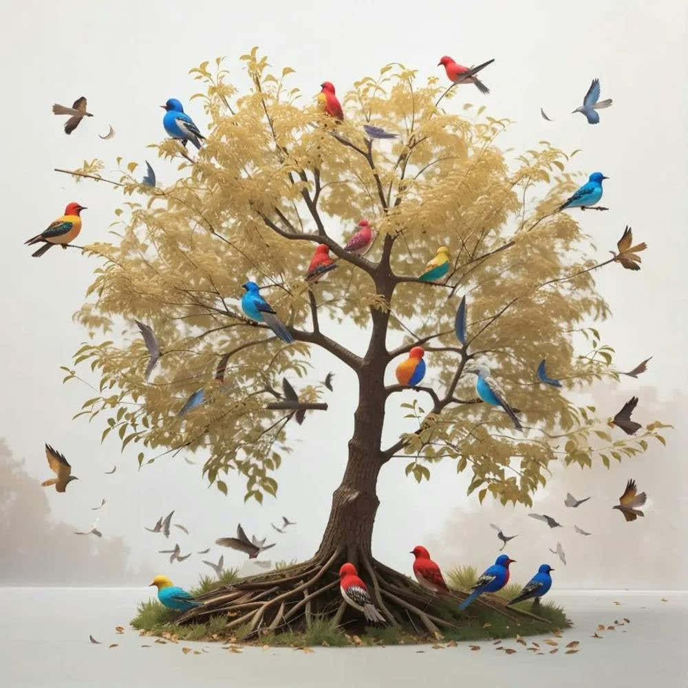 Birds On A Tree 1