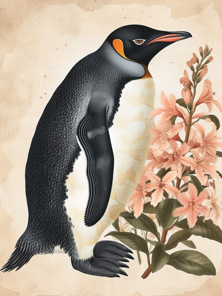 Adlie Penguin Livingston Island Vintage Botanical Painting 3