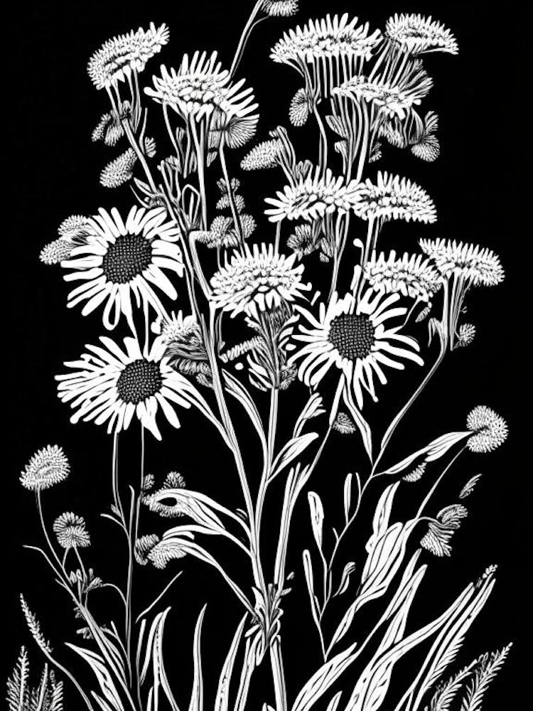 Sneezeweed Wildflower Linocut 1