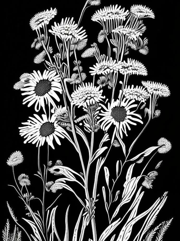 Sneezeweed Wildflower Linocut 1