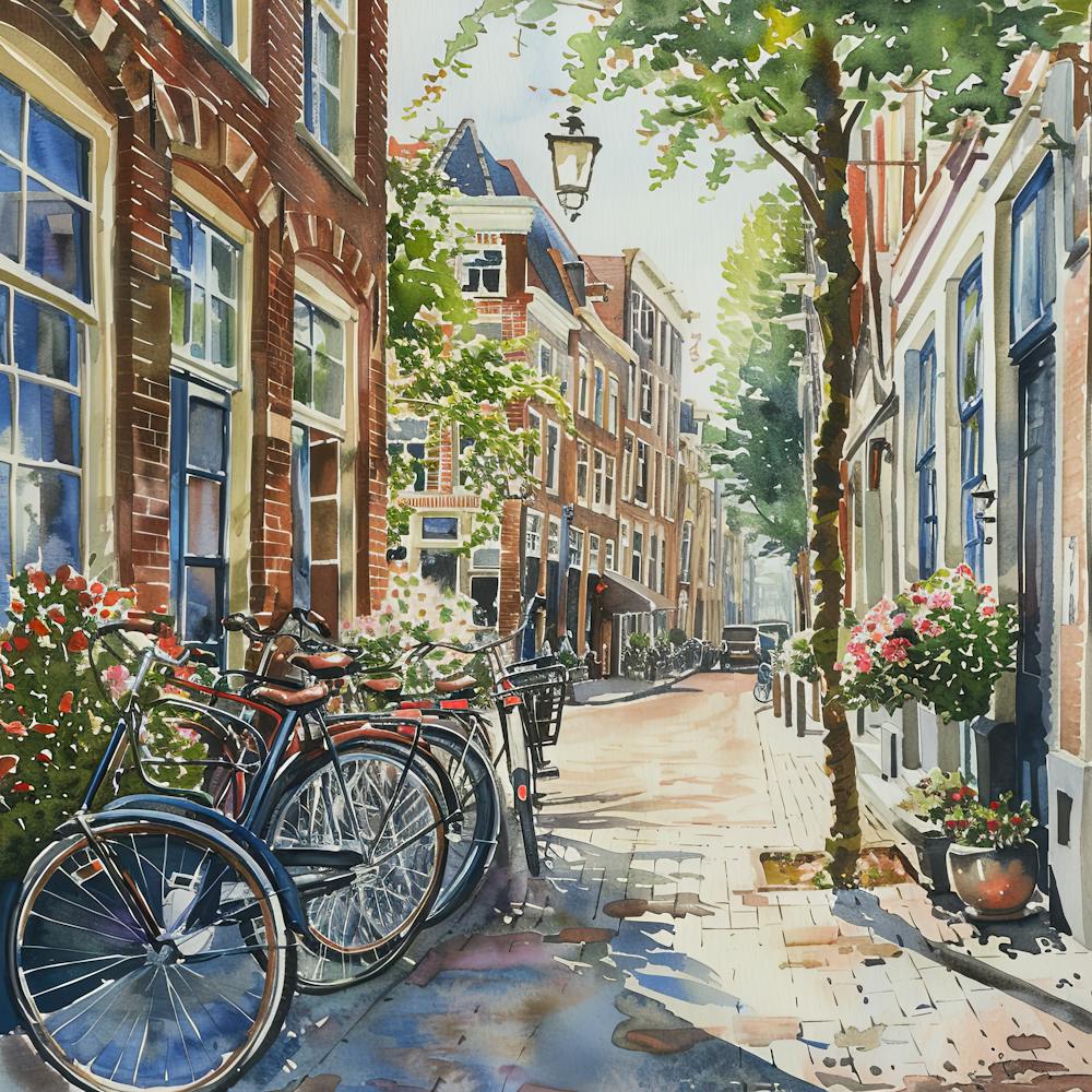Jordaan neighborhood Series in Amsterdam Water Colour 3