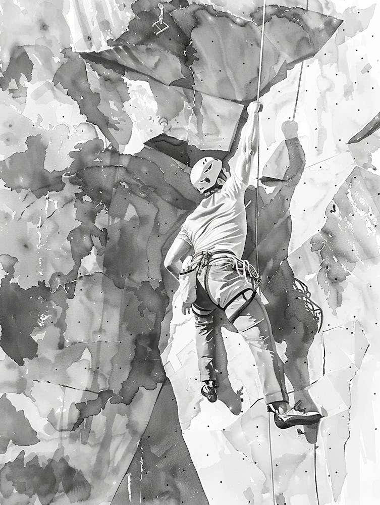 Bouldering Project Austin Texas Black And White Watercolour 1