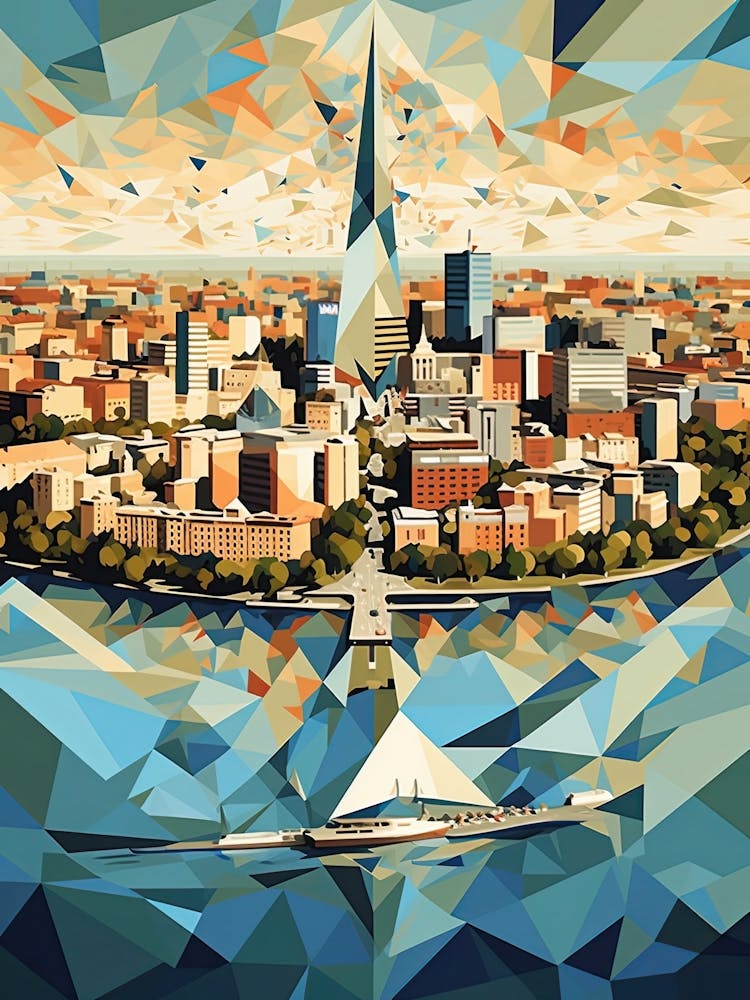 Warsaw, Poland, Geometric Illustration 2