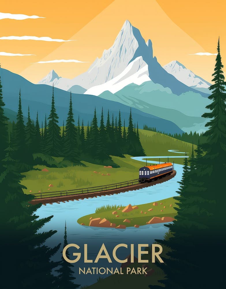 Glacier National Park Vintage Travel Poster 3