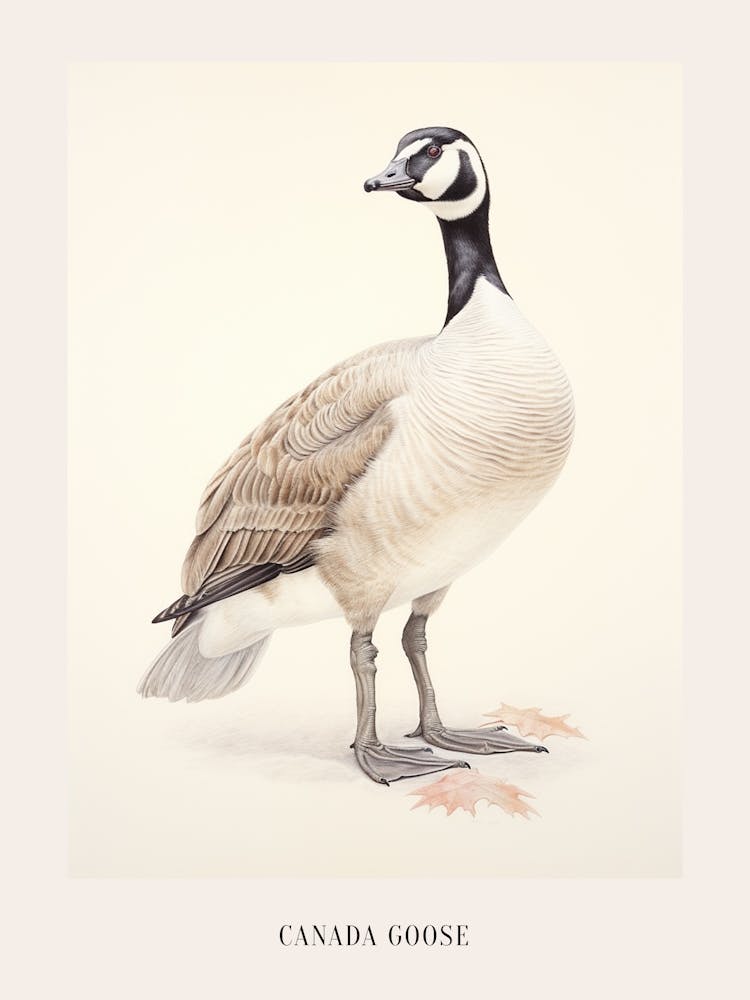 Vintage Bird Drawing Canada Goose 2 Poster