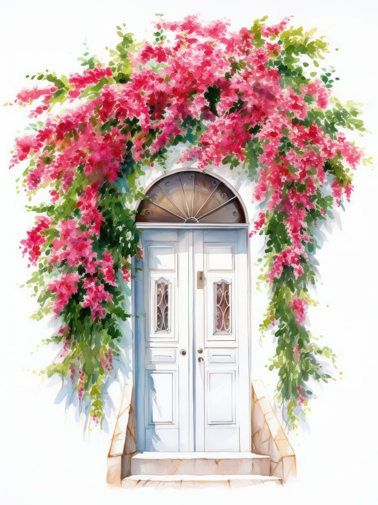 Amalfi, Italy   Mediterranean Doors Watercolour Painting 2