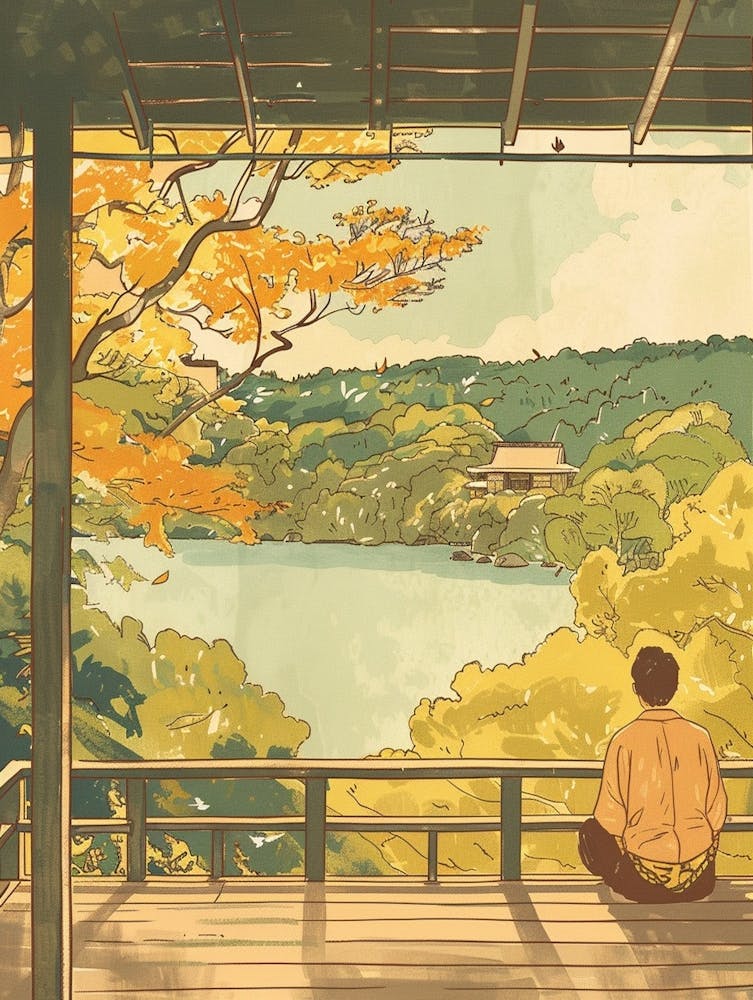 Uji Japan 3 Retro Illustration