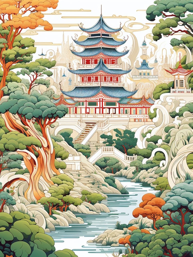 Summer Palace China Modern Illustration 1