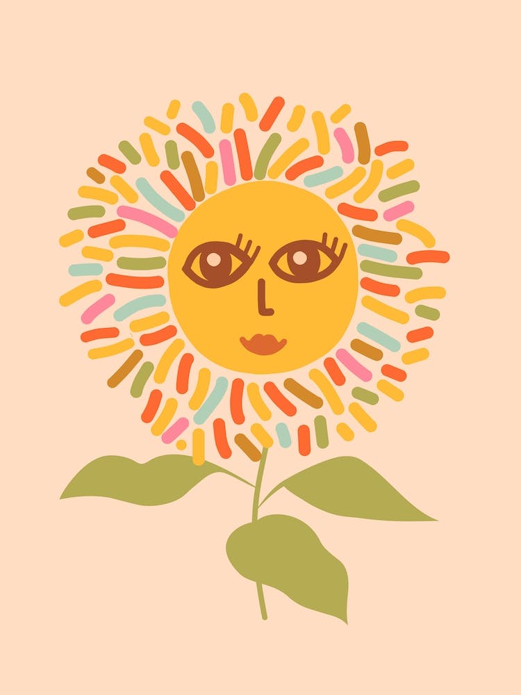 Tournesol Yeux Ouverts Pêche Bohème