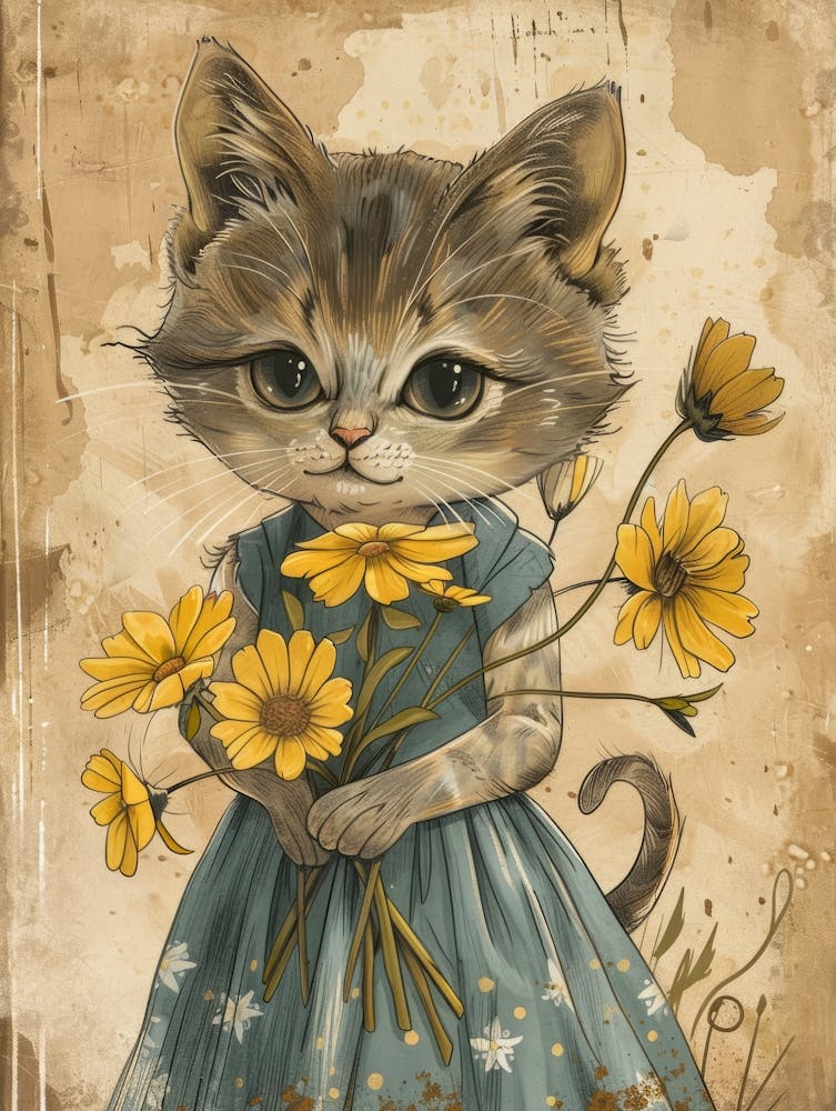 Cat With Flowers 6