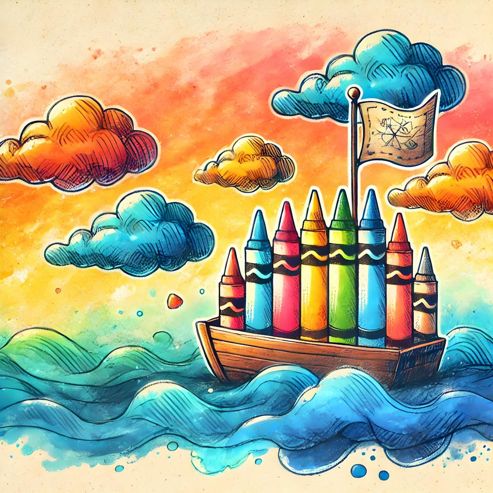 Crayon Storybook Adventure. The Floating Crayon Boat