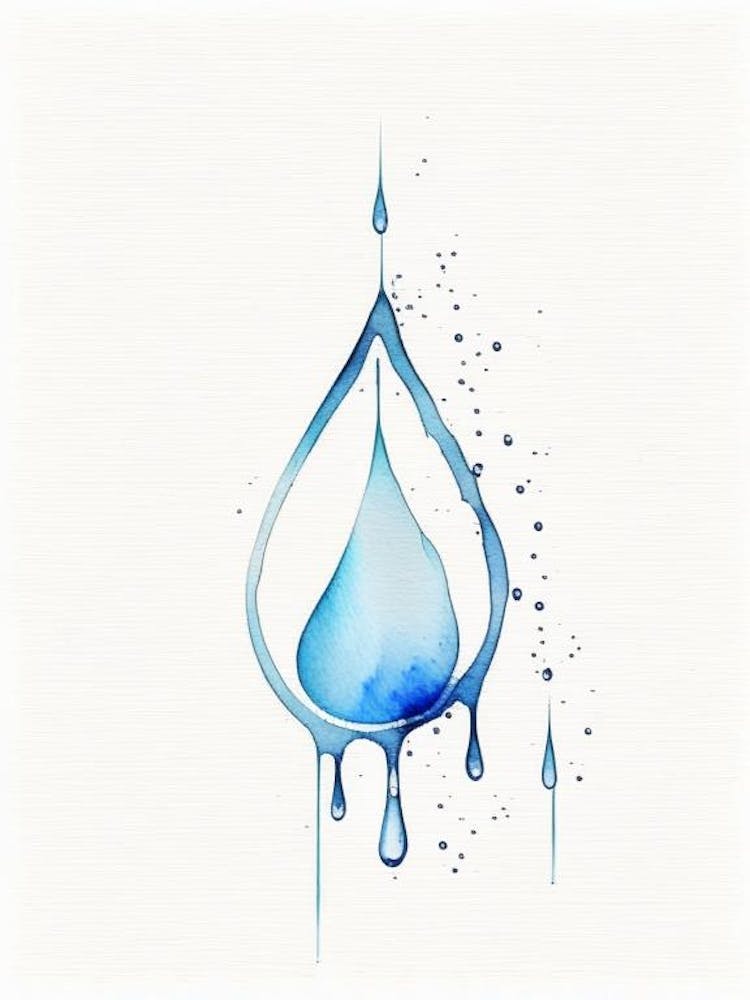 Water Droplet Symbol Minimal Watercolour