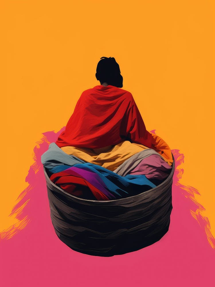 Man Sitting In A Basket