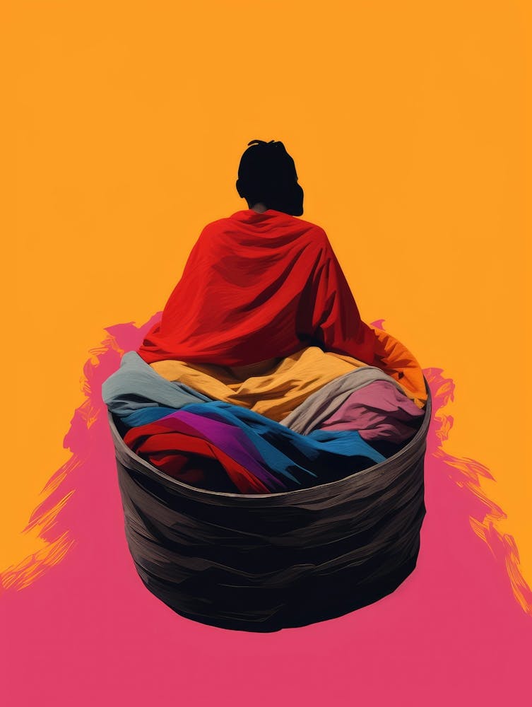 Man Sitting In A Basket