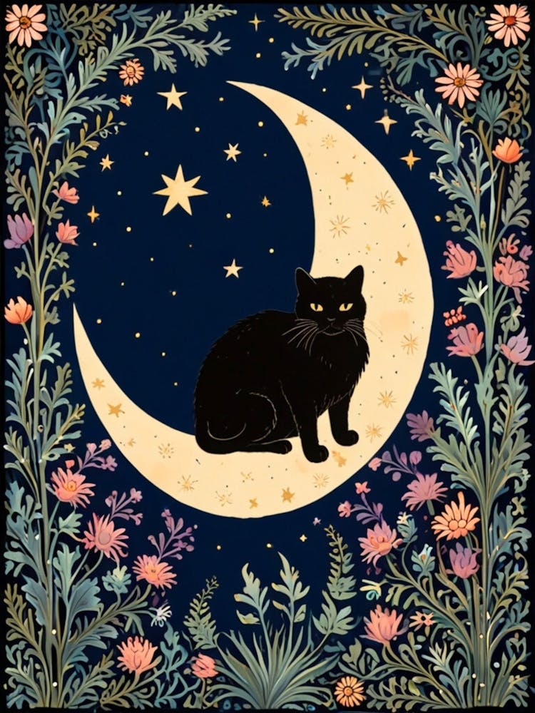 William Morris Black Cat On The Moon