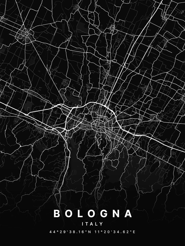 Bologna Italy Black Map