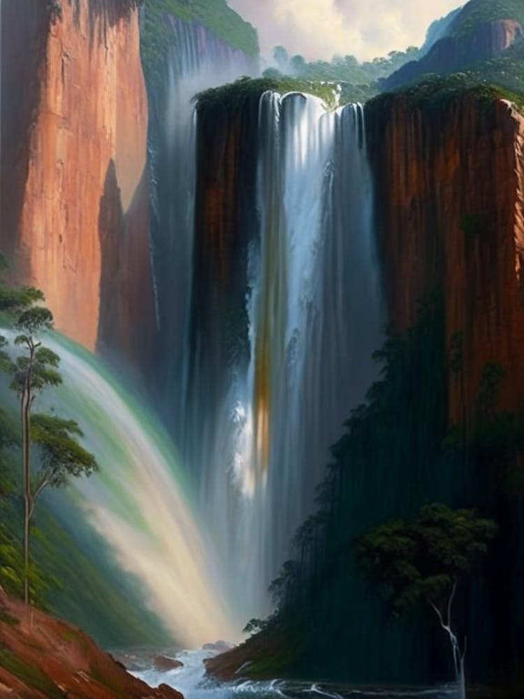 Salto Ángel, Venezuela Art à l'huile Paisible 3