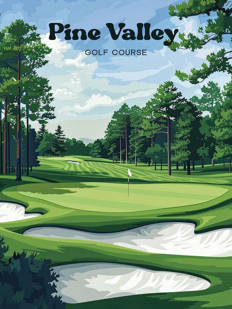Pine Valley Golf Club Golfer Art Illustration