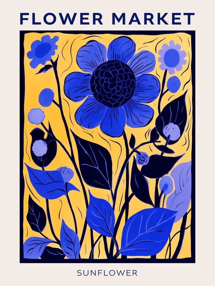Blue Flower Market Poster Sunflower Market Poster 4