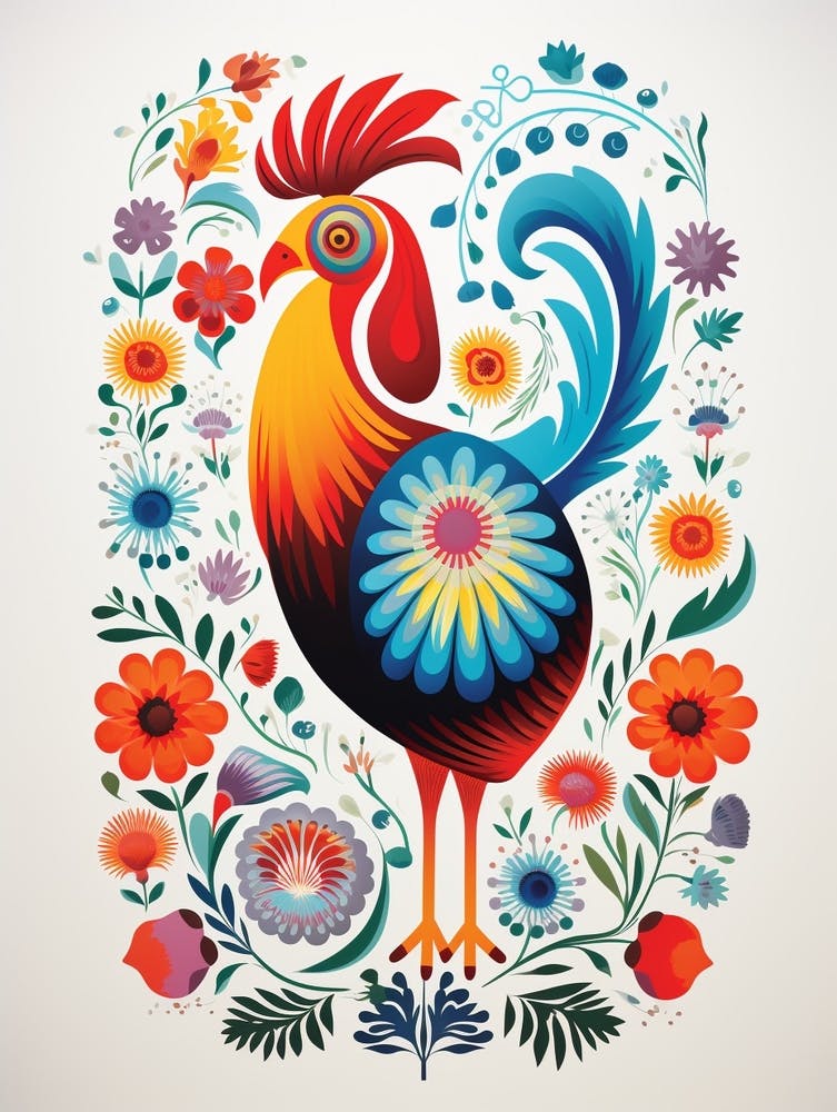 Skandinavische Vogel-Illustration Huhn 5