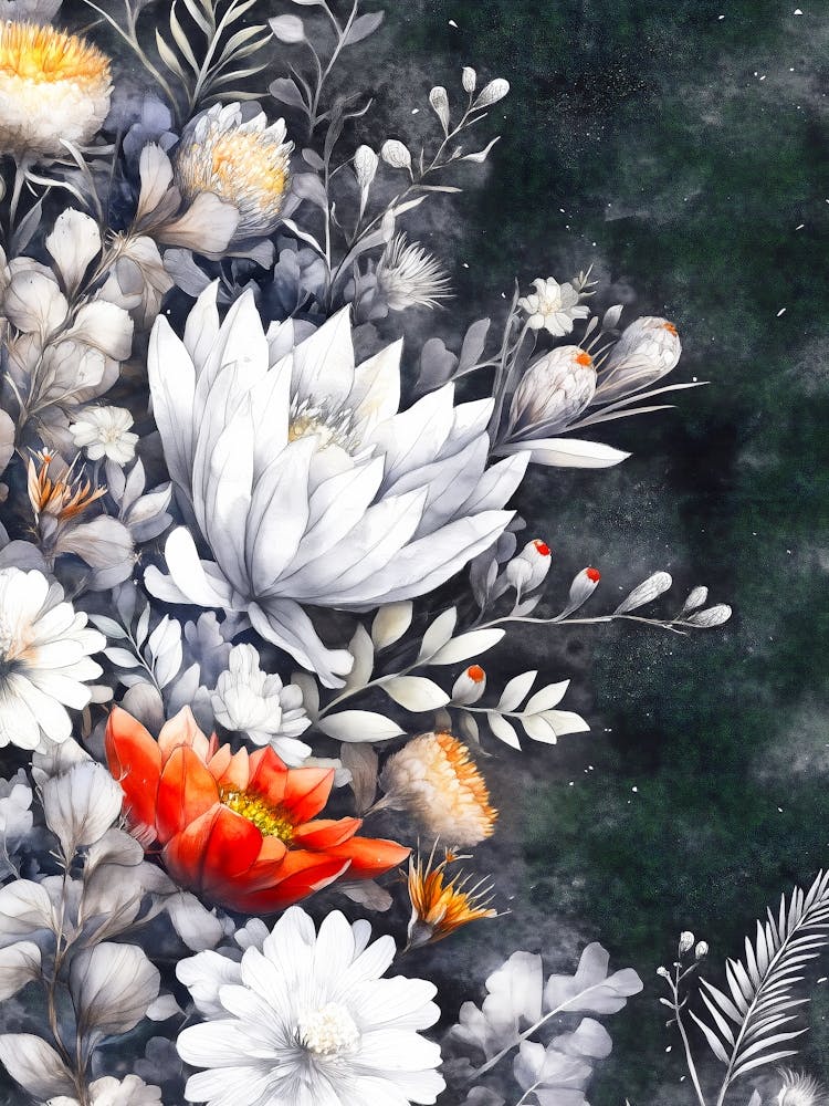 Flowers On A Black Background