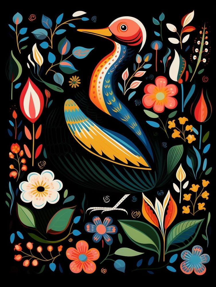 Folk Bird Illustration Canvasback 2