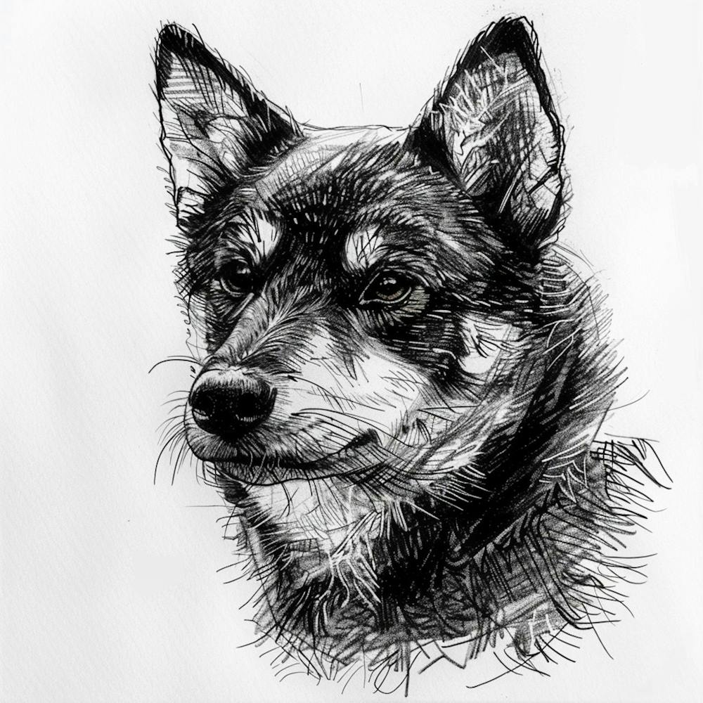 Finnish Spitz Dog Line Sketch 3