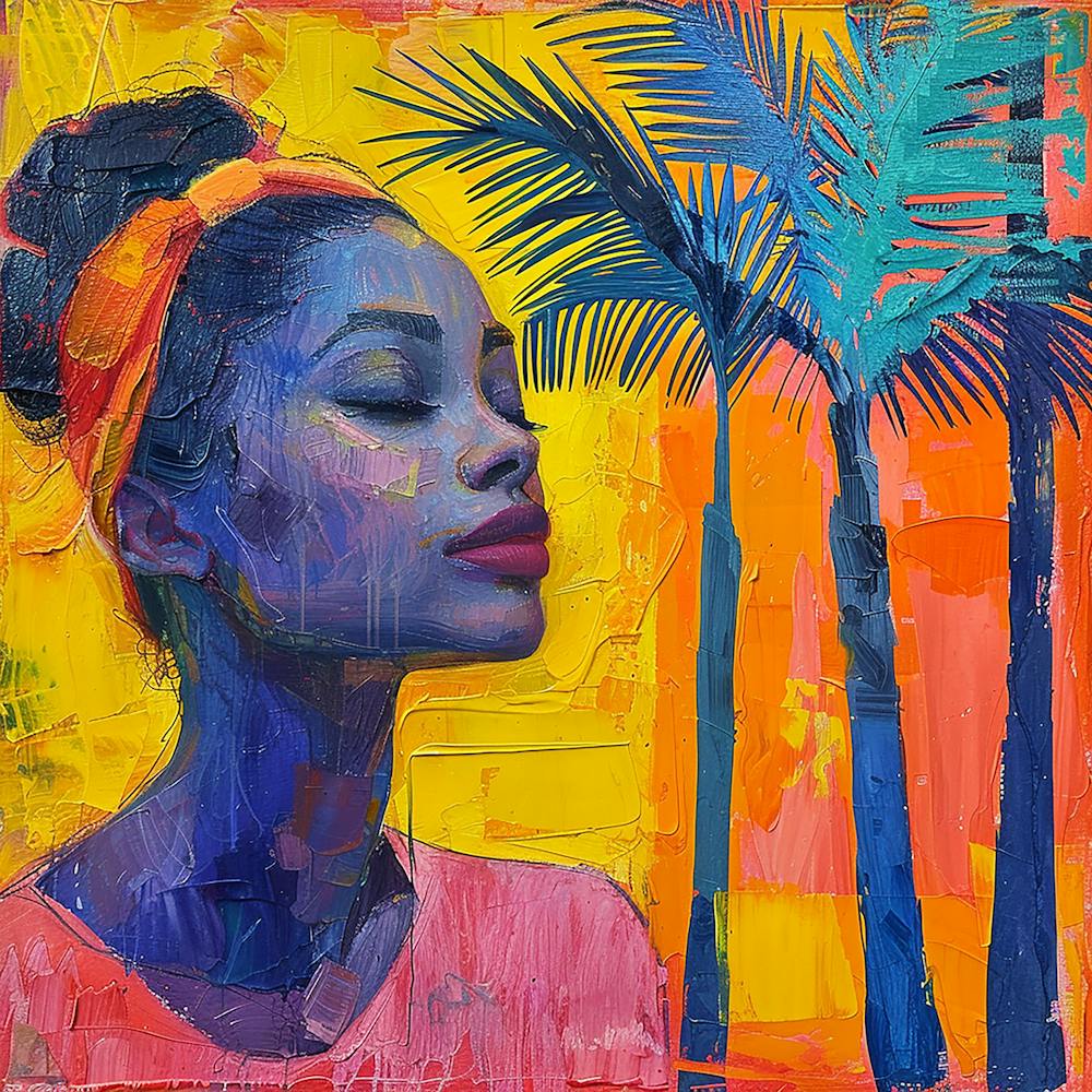 Woman With Palm Trees