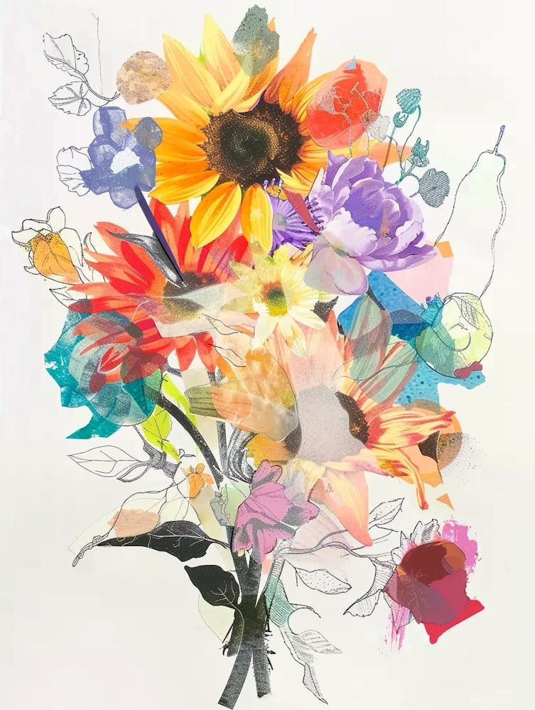Sunflower 4 Collage Flower Bouquet