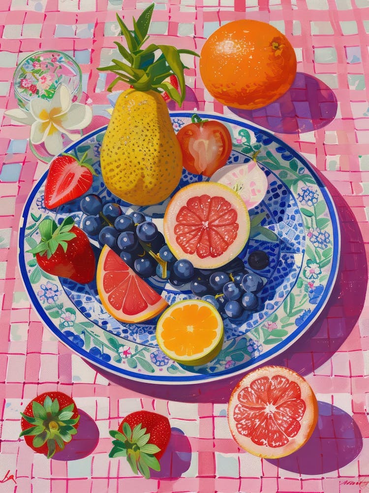 Pink Breakfast Food Fruit Salad 2