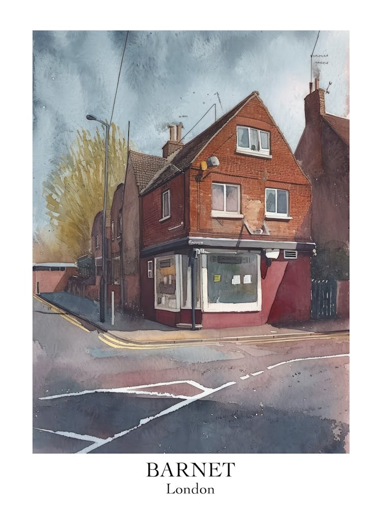 Barnet London Borough Aquarelle de rue 1 Affiche