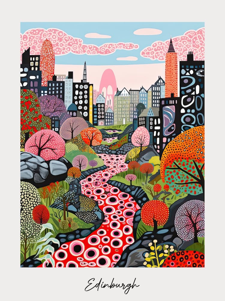 Poster Of Edinburgh, Illustration In The Style Of Pop Art 1