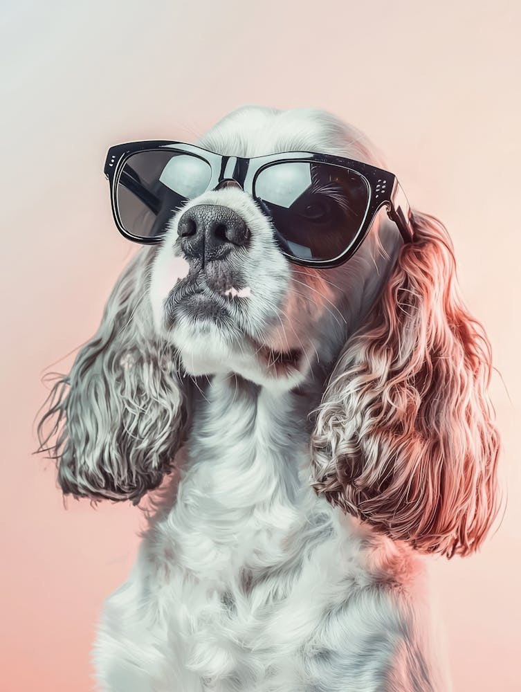 Portrait Of A Dog Wearing Sunglasses.Generated AI. Wall 1