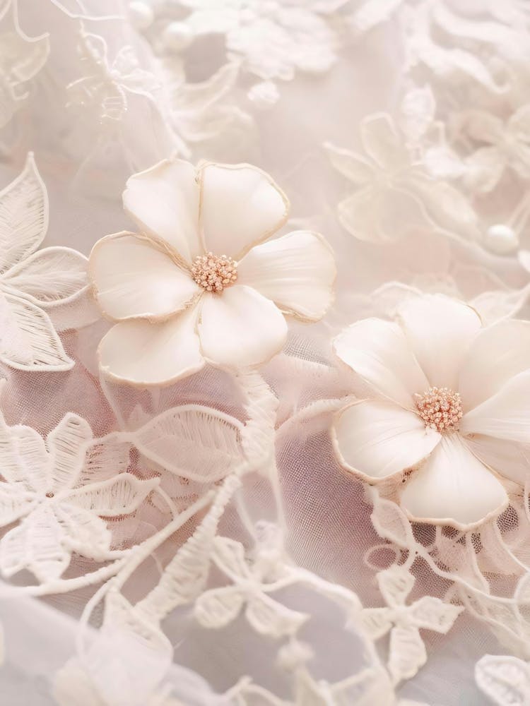 White Flowers On Lace